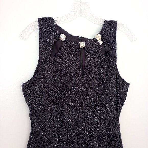 Eliza J Grey Sparkle Keyhole Neck Occasion Dress - Picture 2 of 11